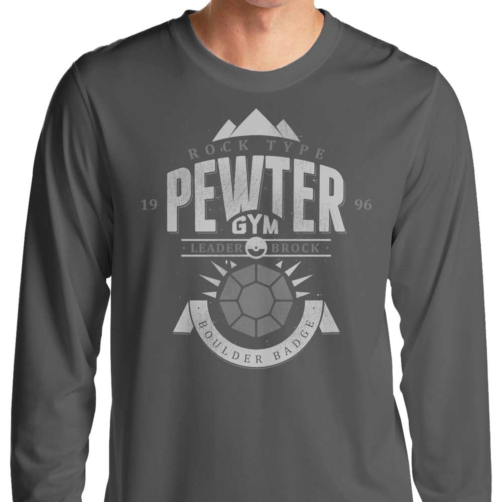 Azafran's Pewter City Gym Long - Sleeve Crewneck T - Shirt in S to 4XL