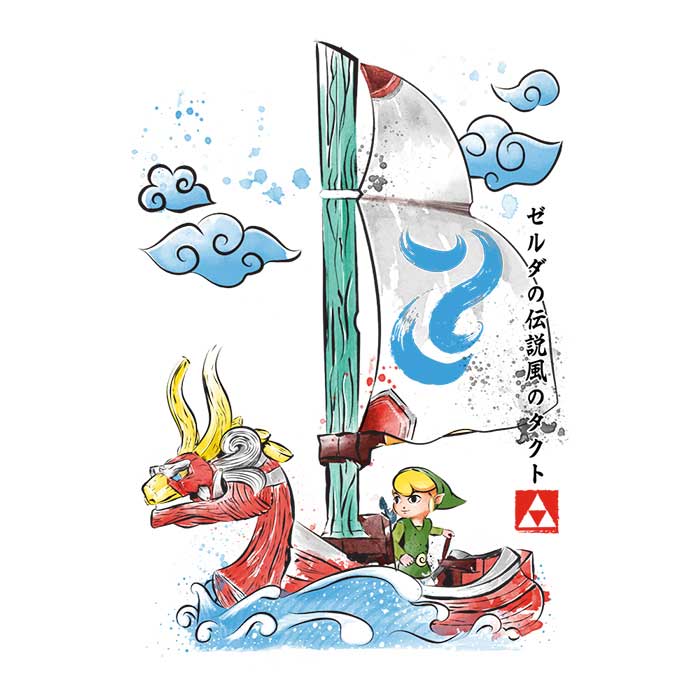 3/4 Sleeve Raglan T-Shirt with Wind Sailing Watercolor Design
