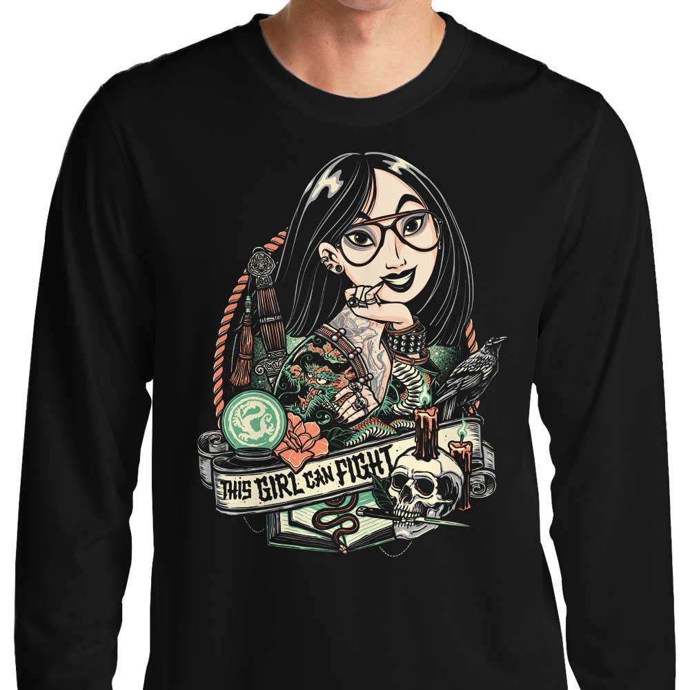 This Girl Can Fight - Stylish Long Sleeve Cotton-Polyester T-Shirt for Women