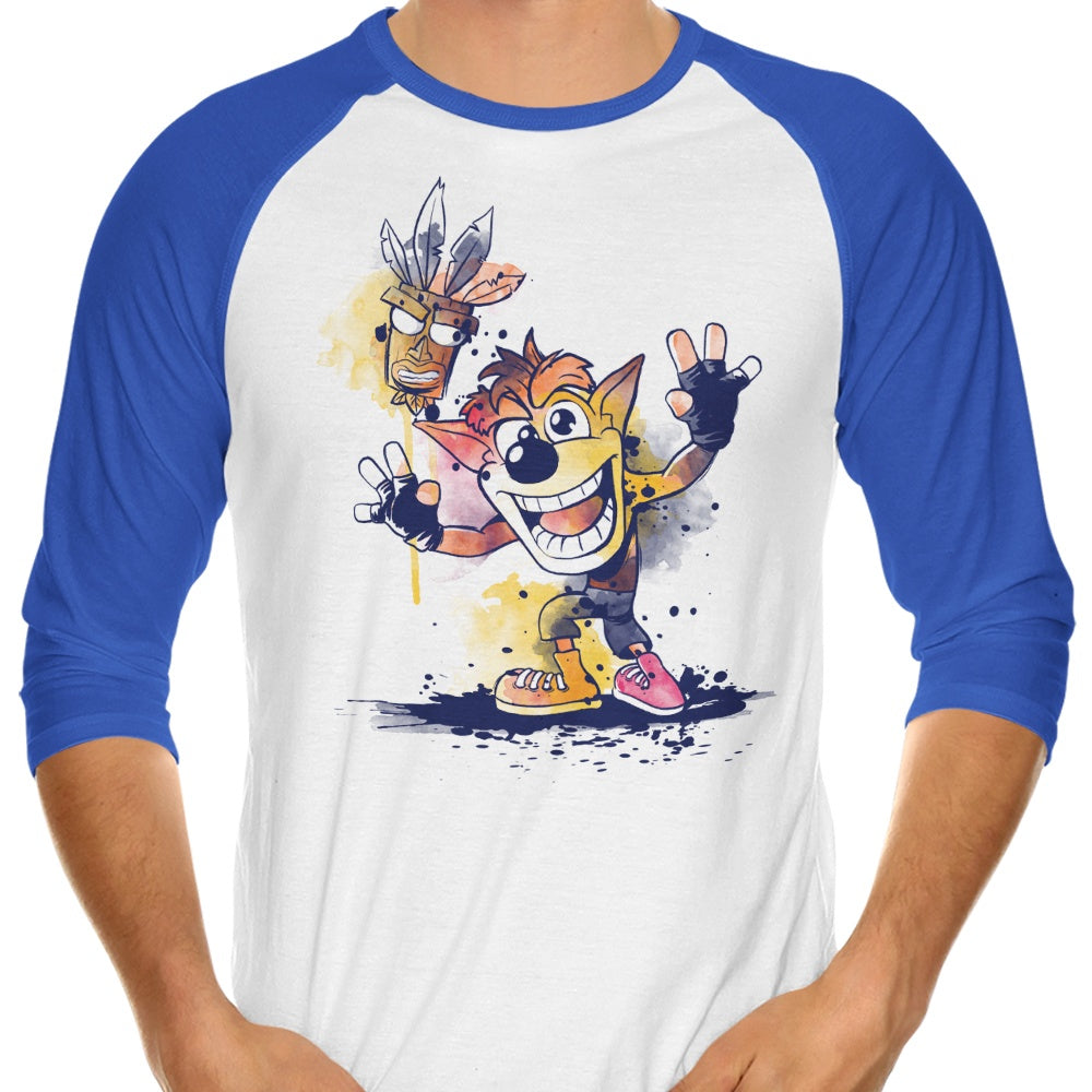 Watercolor Bandicoot 3/4 Sleeve Raglan Style T-Shirt for Fashion Lovers