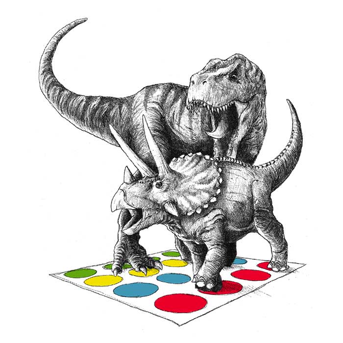 The Epic Dino Battle 3/4 Sleeve Raglan Style T-Shirt