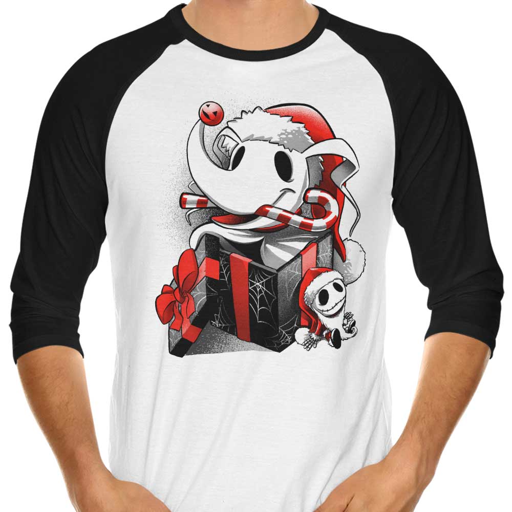 Alemaglia's Christmas Ghost Dog 3/4 Sleeve Raglan Style T-Shirt for Fashion Lovers