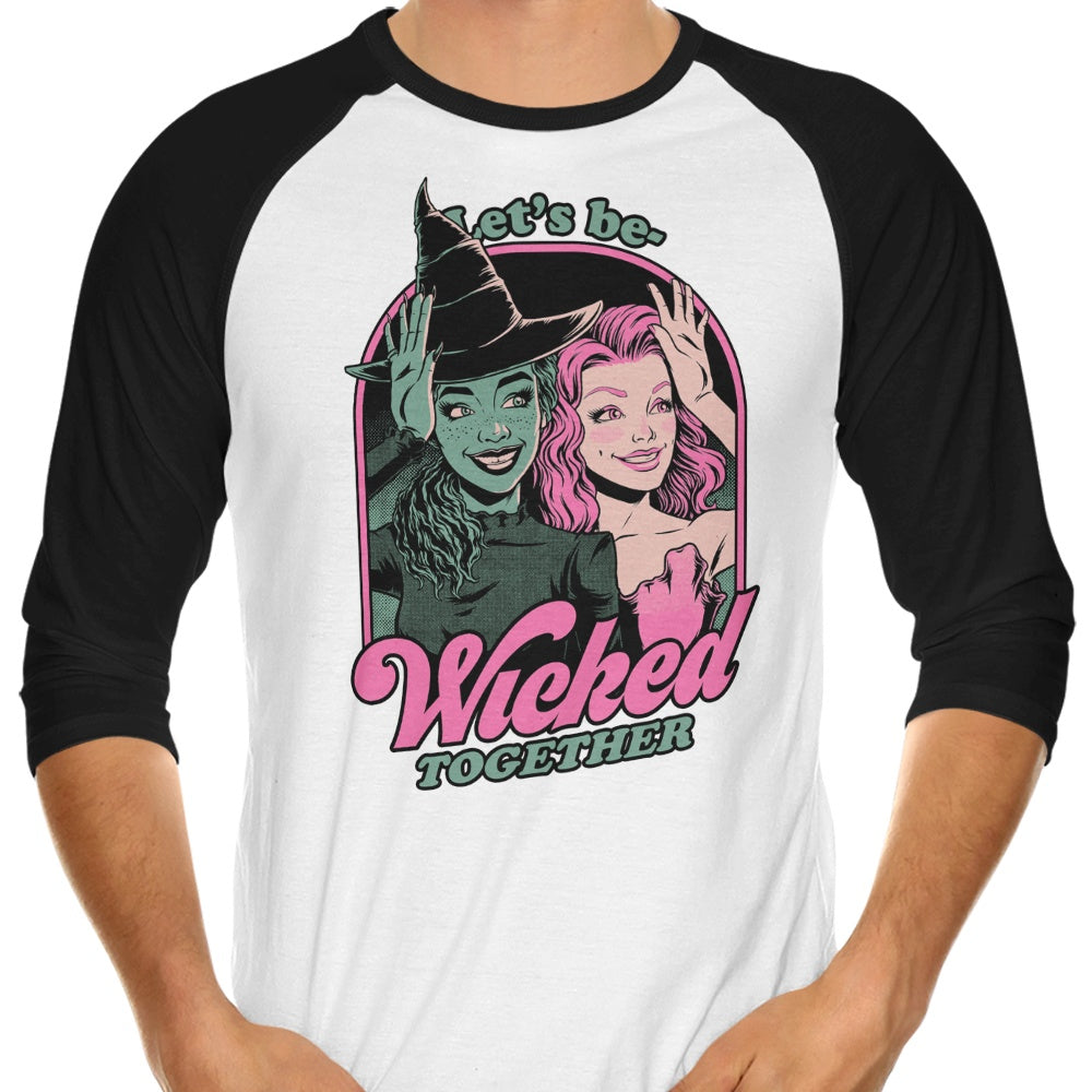 Stylish Green and Pink Witches 3/4 Sleeve Raglan T-Shirt
