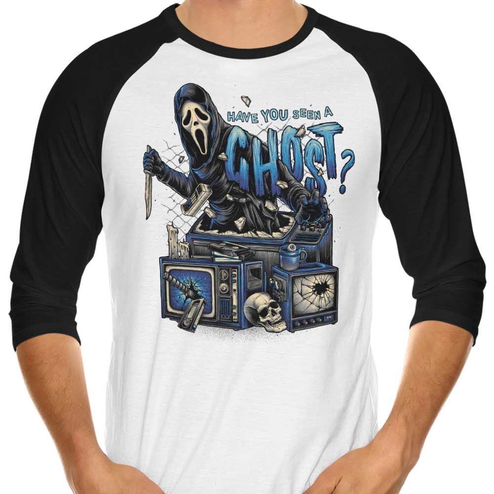 Glitchygorilla's Striking 3/4 Sleeve Raglan 'Seen a Ghost' T-Shirt