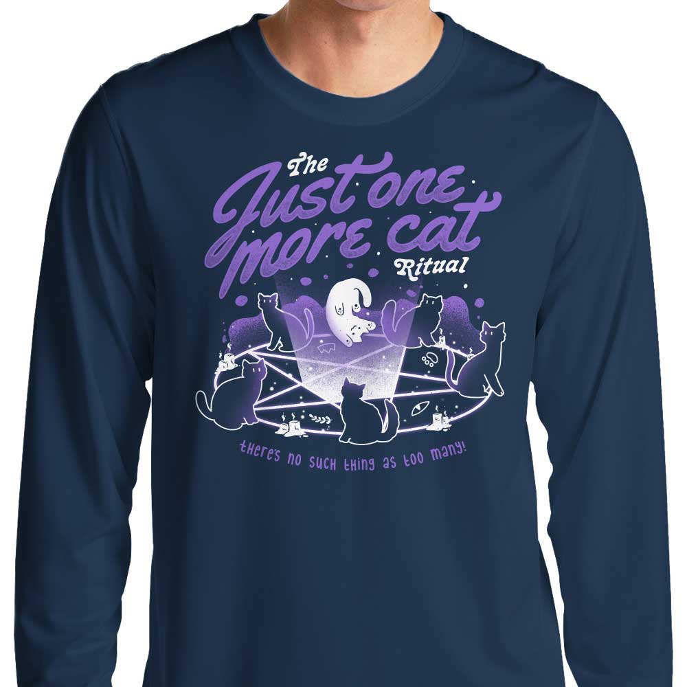 Elegant Long Sleeve T-Shirt with 'Just One More Cat' Design