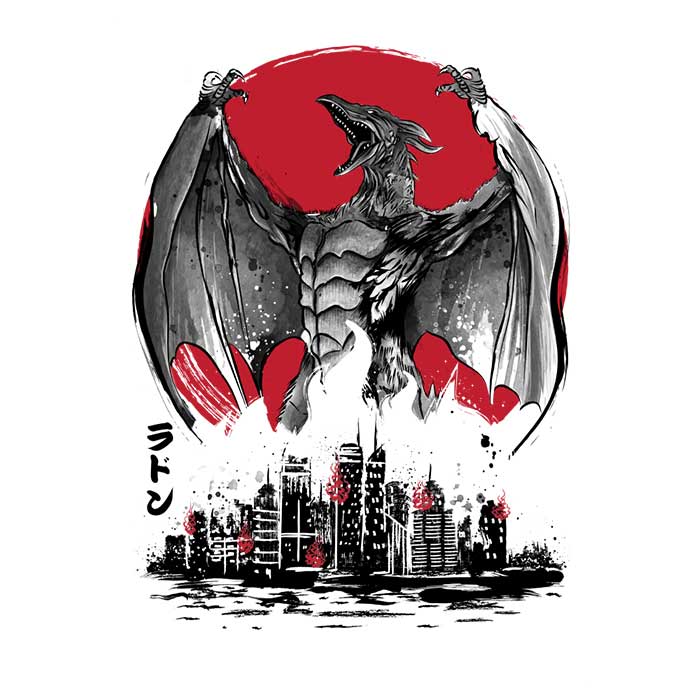 Dr. Monekers' Pteranodan Rising Sumi-e 3/4 Sleeve Raglan Men's T-Shirt