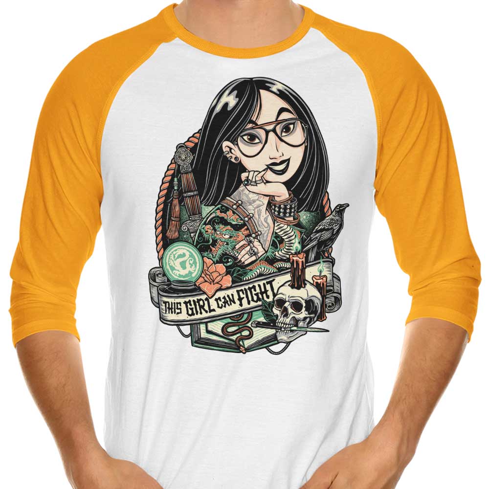 This Fearless Girl Can Fight - Stylish 3/4 Sleeve Raglan T-Shirt