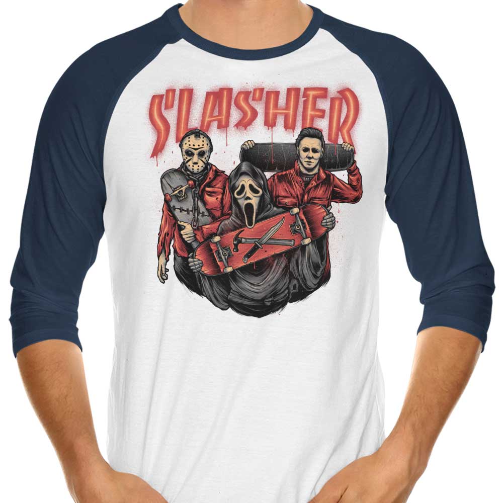 Slasher Club 3/4 Sleeve Raglan Style Men's T-Shirt