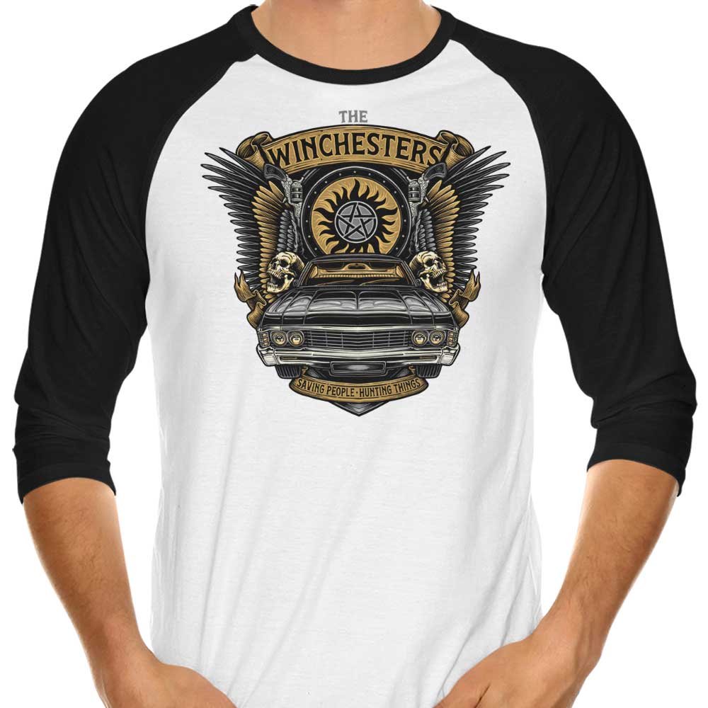 3/4 Sleeve Raglan T-Shirt with Hunting Things Emblem