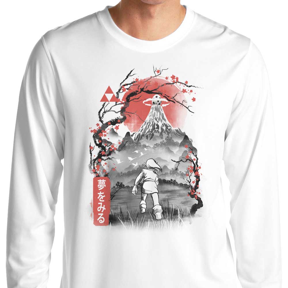 Koholint Sumi-e Inspired Long Sleeve Crewneck T - Shirt for Men and Women