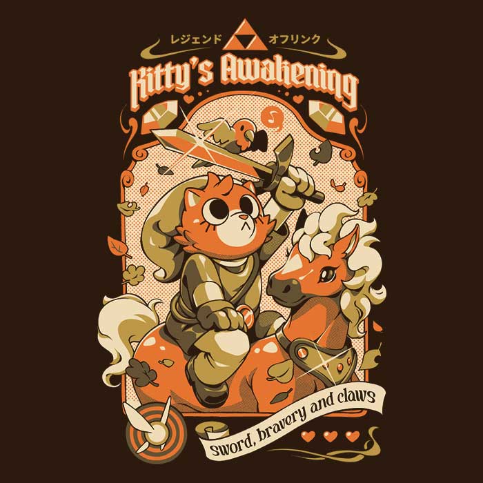 Ilustrata's Kitty's Awakening Long Sleeve Crewneck Sweatshirt T-Shirt