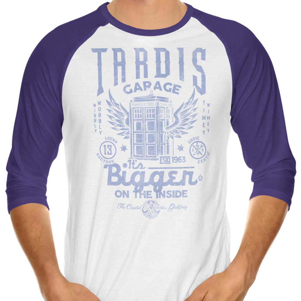 Arinesart's Tardis Garage 3/4 Sleeve Raglan Stylish T-Shirt