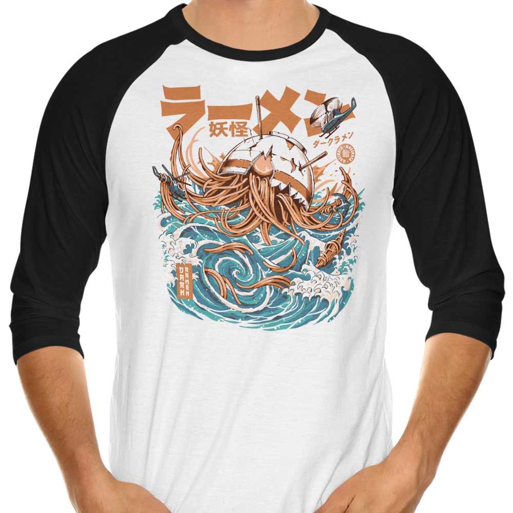 Stylish Dark Great Ramen 3/4 Sleeve Raglan Men's T-Shirt for Fashion Lovers