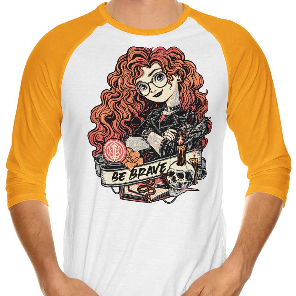 Be Courageous - Three - Quarter Sleeve Raglan Style T - Shirt for a Bold Look