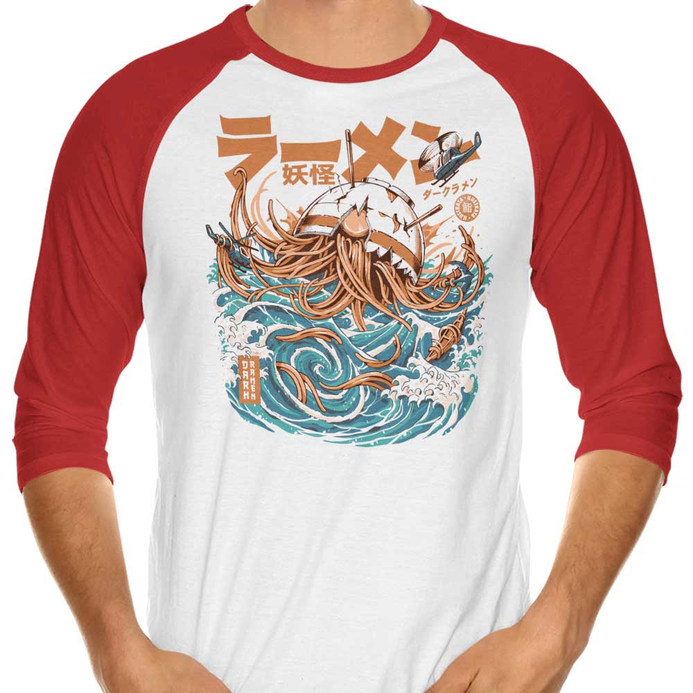 Stylish Dark Great Ramen 3/4 Sleeve Raglan Men's T-Shirt for Fashion Lovers