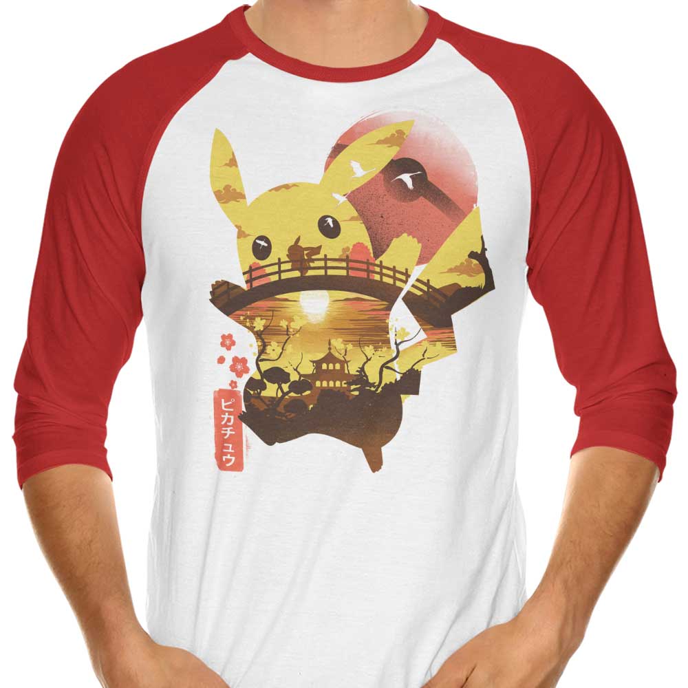 Ukiyo Electric Branded 3/4 Sleeve Raglan Style Casual T-Shirt
