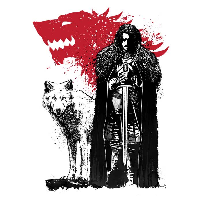 The Majestic King and the Fierce Wolf - Three - Quarter Sleeve Raglan Style T - Shirt