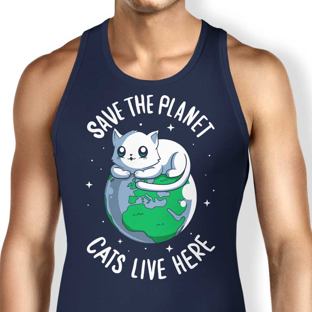 Comfy Typhoonic Art 'Cats Live Here' Unisex and Women's Tank Tops