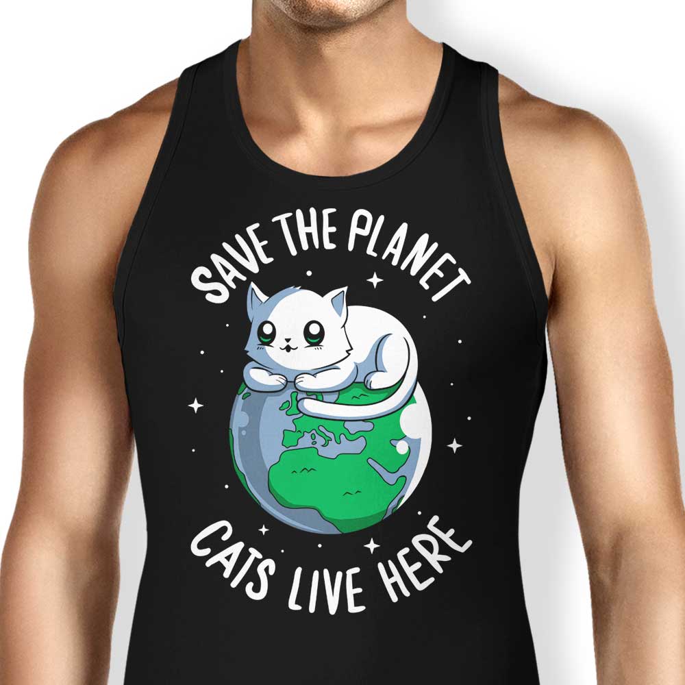Comfy Typhoonic Art 'Cats Live Here' Unisex and Women's Tank Tops