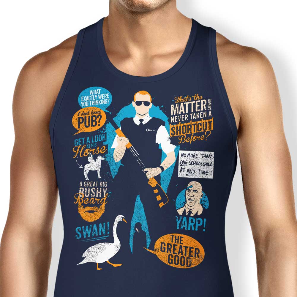 Stylish Tank Tops Featuring Quotes from the Movie Hot Fuzz