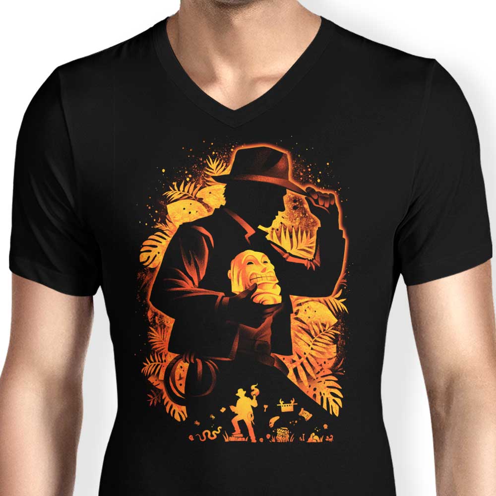 Men's Stylish V-Neck Archaeologist of Mythological Artifacts T-Shirt