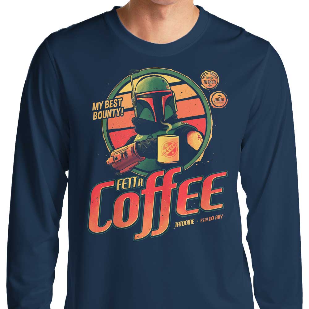 Stylish 'Fett A Coffee' Long Sleeve Crewneck T - Shirt in Multiple Sizes