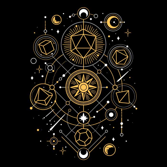 Enchanting Long Sleeve T-Shirt with Mystical Dice Chart
