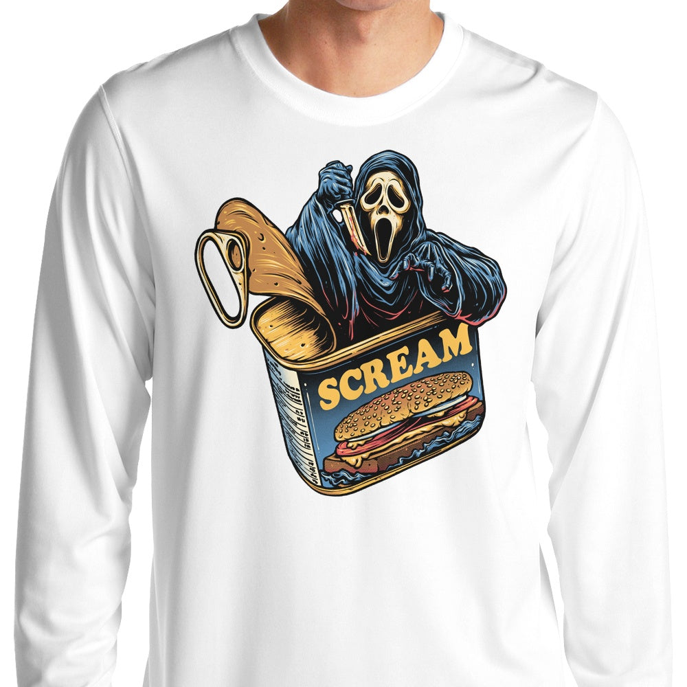 Canned Ghost Design Long Sleeve Cotton T-Shirt for Casual Wear