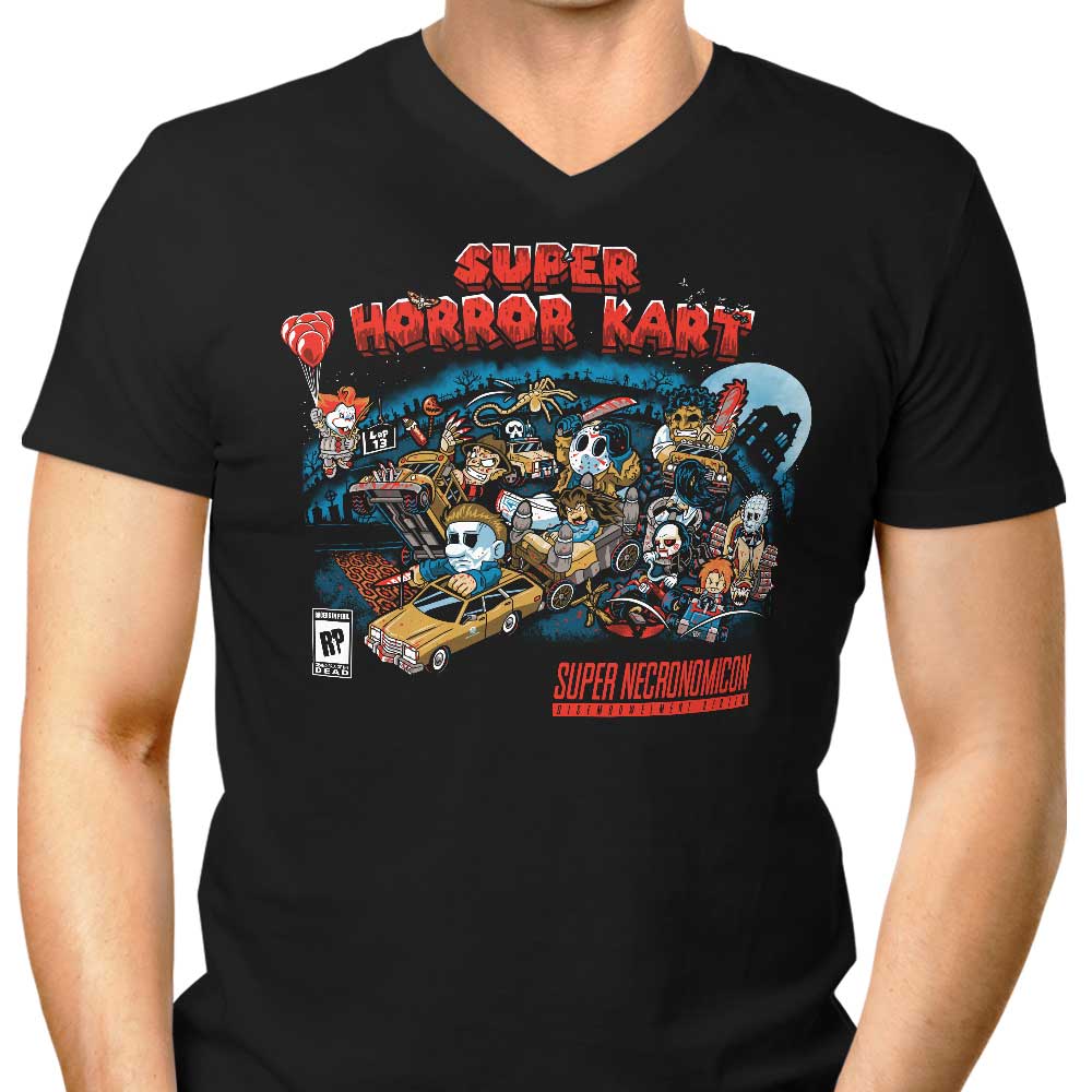 Prime Premne Design Men's V-Neck Super Horror Kart T-Shirt