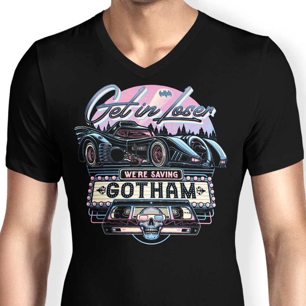 Men's Stylish V-Neck Tee - 'We're Rescuing Gotham'