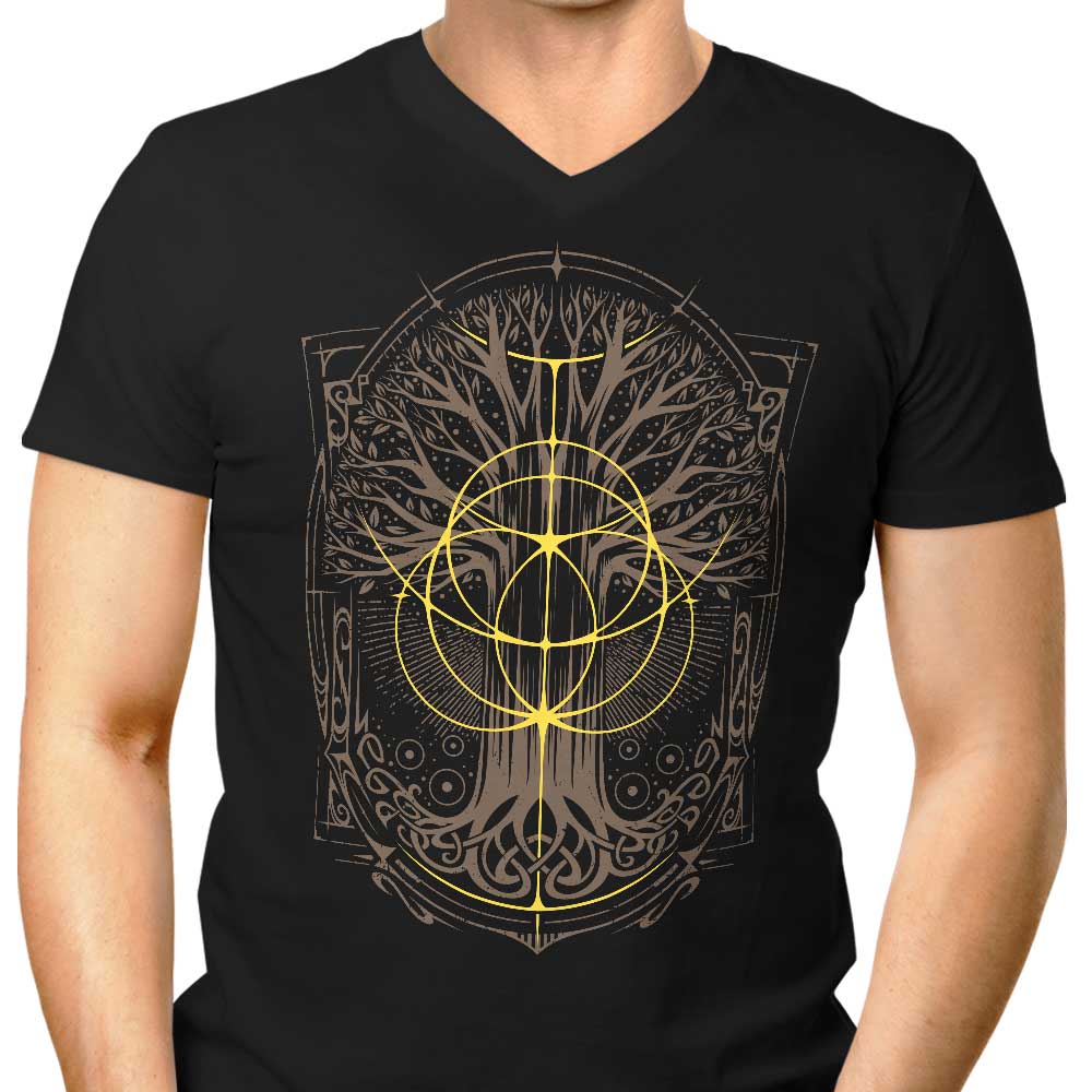 Stylish Golden Ring - Men's V-Neck Top