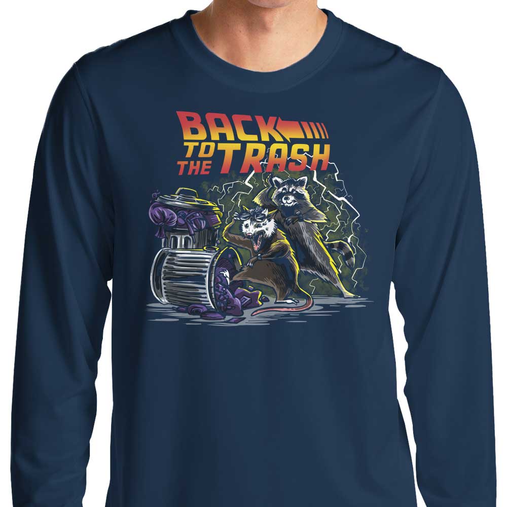 Zascanauta's Retro-Inspired Back to the Trash Long Sleeve Crewneck T-Shirt for All Sizes
