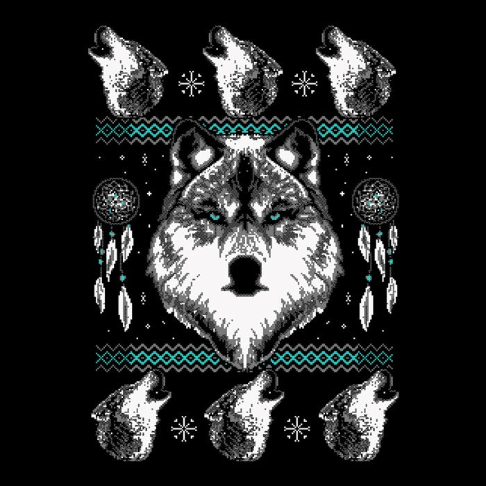 Merry Wolfmas Festive Long Sleeve Cotton-Polyester T-Shirt