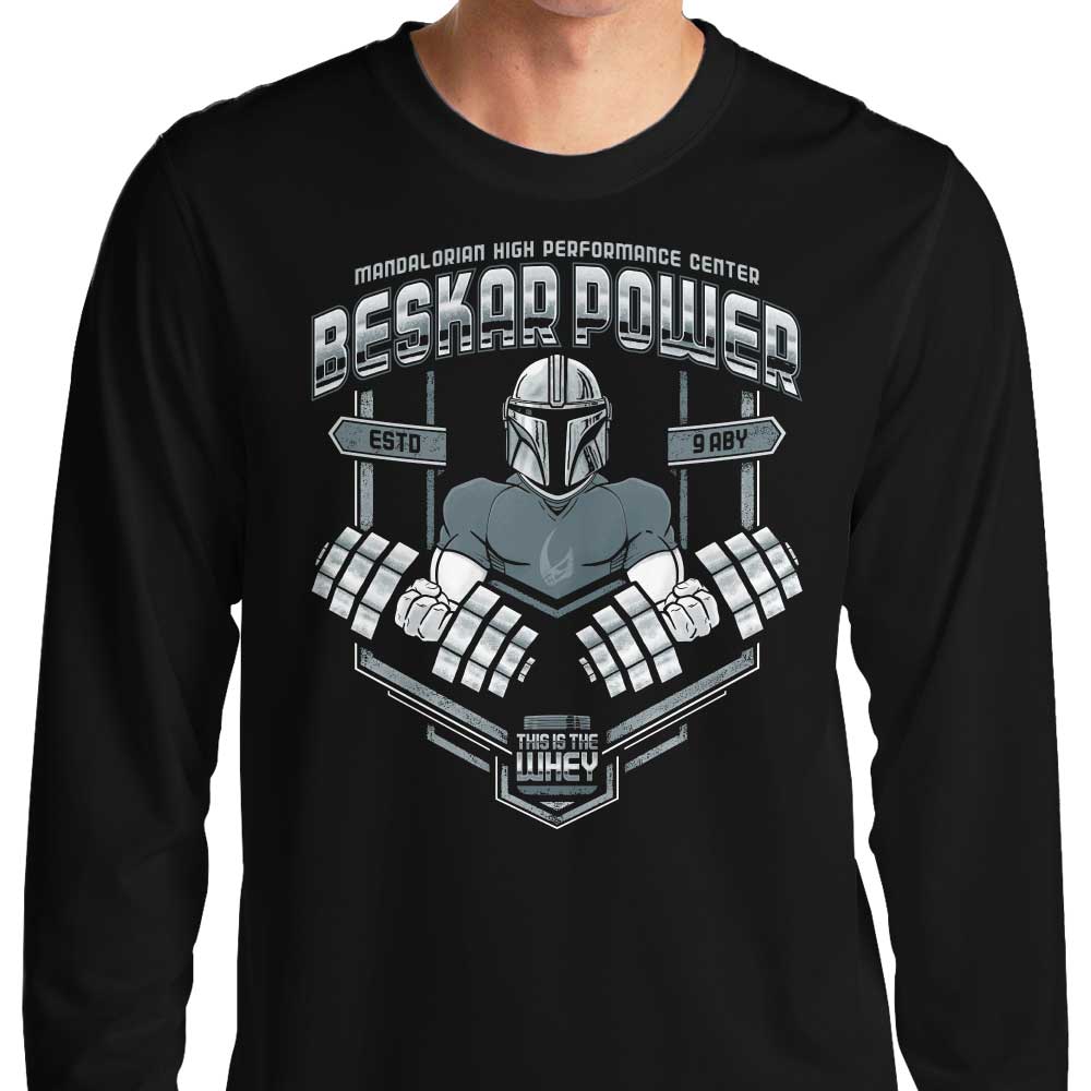 Teesgeex Beskar Power Long - Sleeve Crewneck Comfort T - Shirt