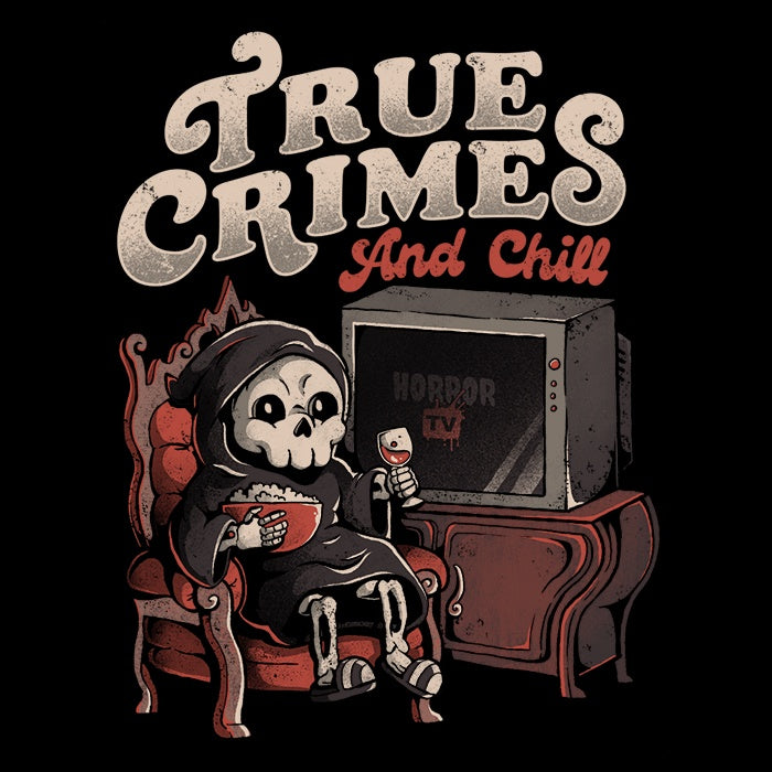 True Crimes and Chill - Premium Long Sleeve Crewneck T-Shirt for Relaxed Wear