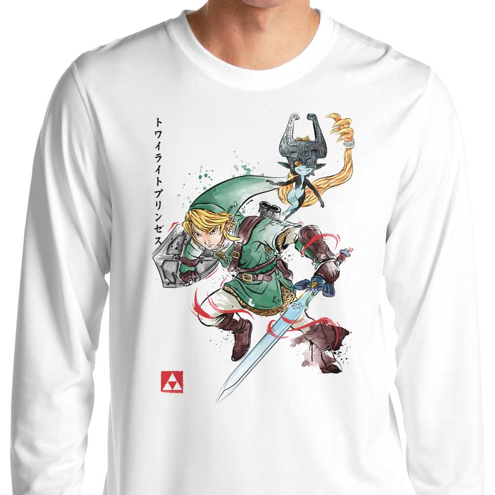 Twilight Watercolor Design Long Sleeve Crewneck T - Shirt by Dr. Monekers