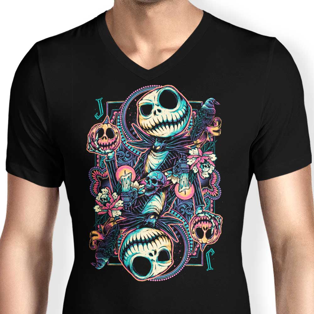 Men's V-Neck Suit Featuring Skeleton Design