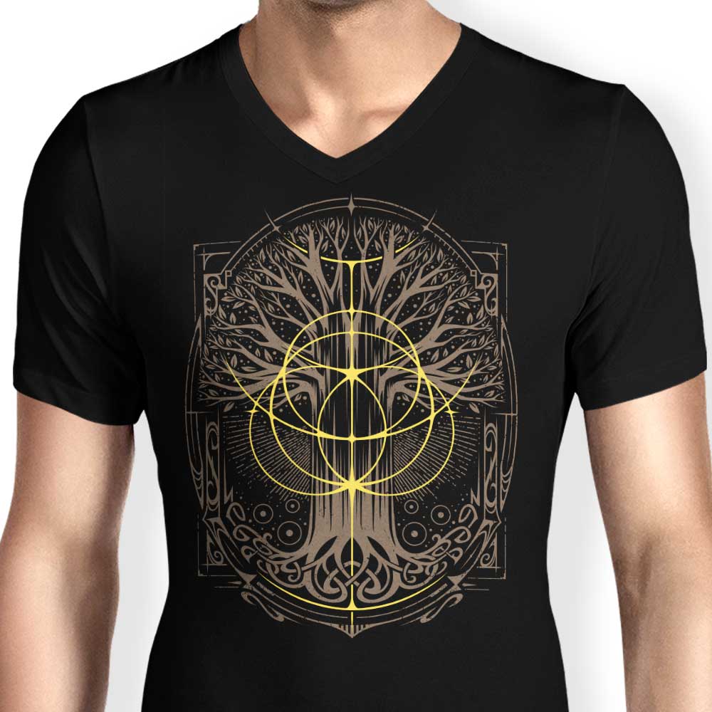 Stylish Golden Ring - Men's V-Neck Top
