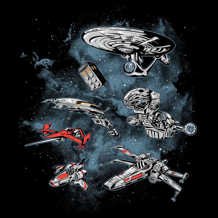 Adam Works' Premium Long Sleeve Ultimate Space Fleet T-Shirt