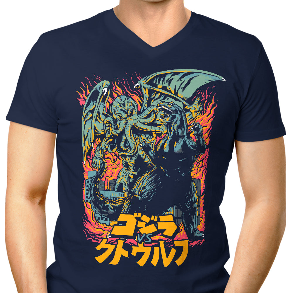 Men's Stylish V-Neck - Clash of Gods Design