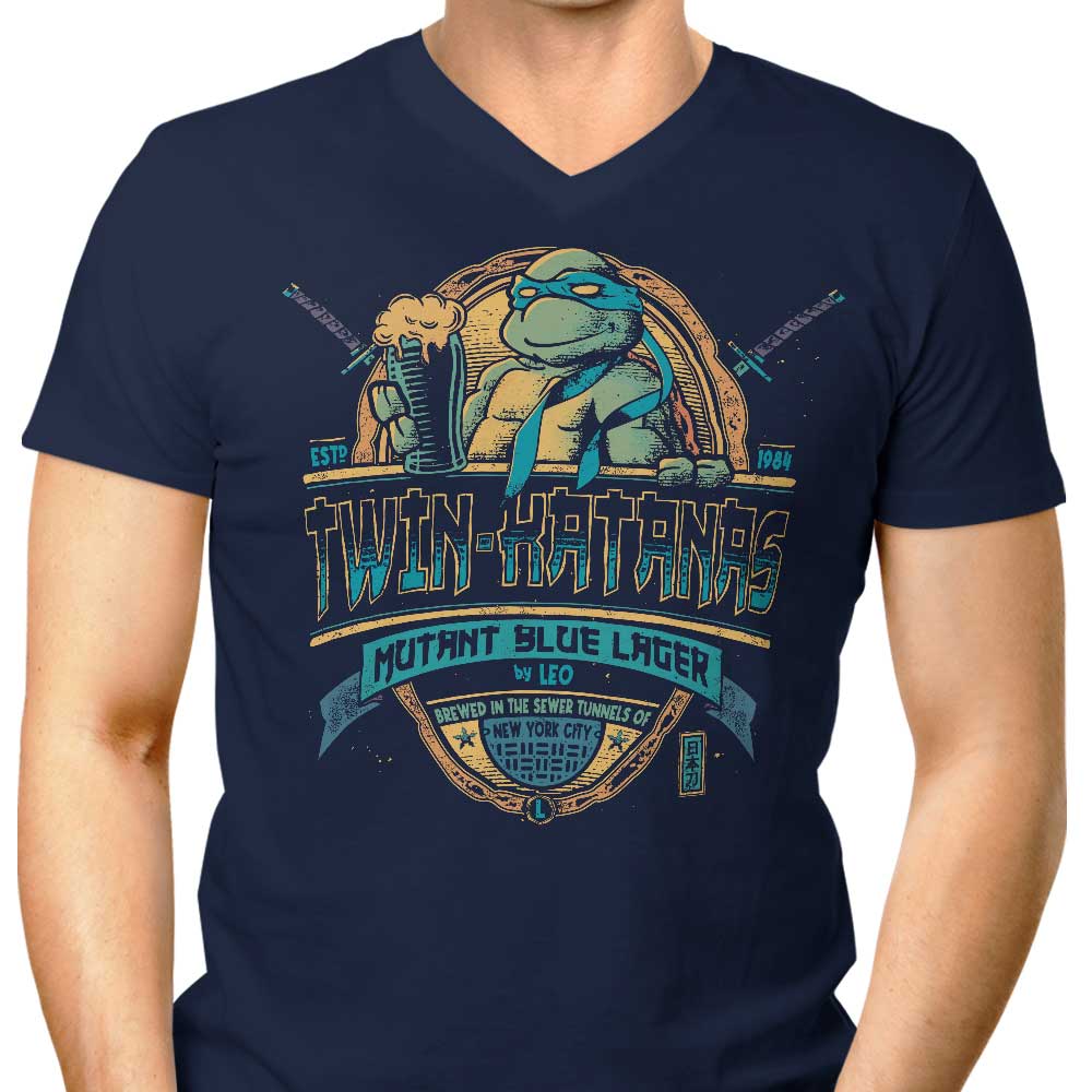 Men's V-Neck Twin Katanas Graphic T-Shirts