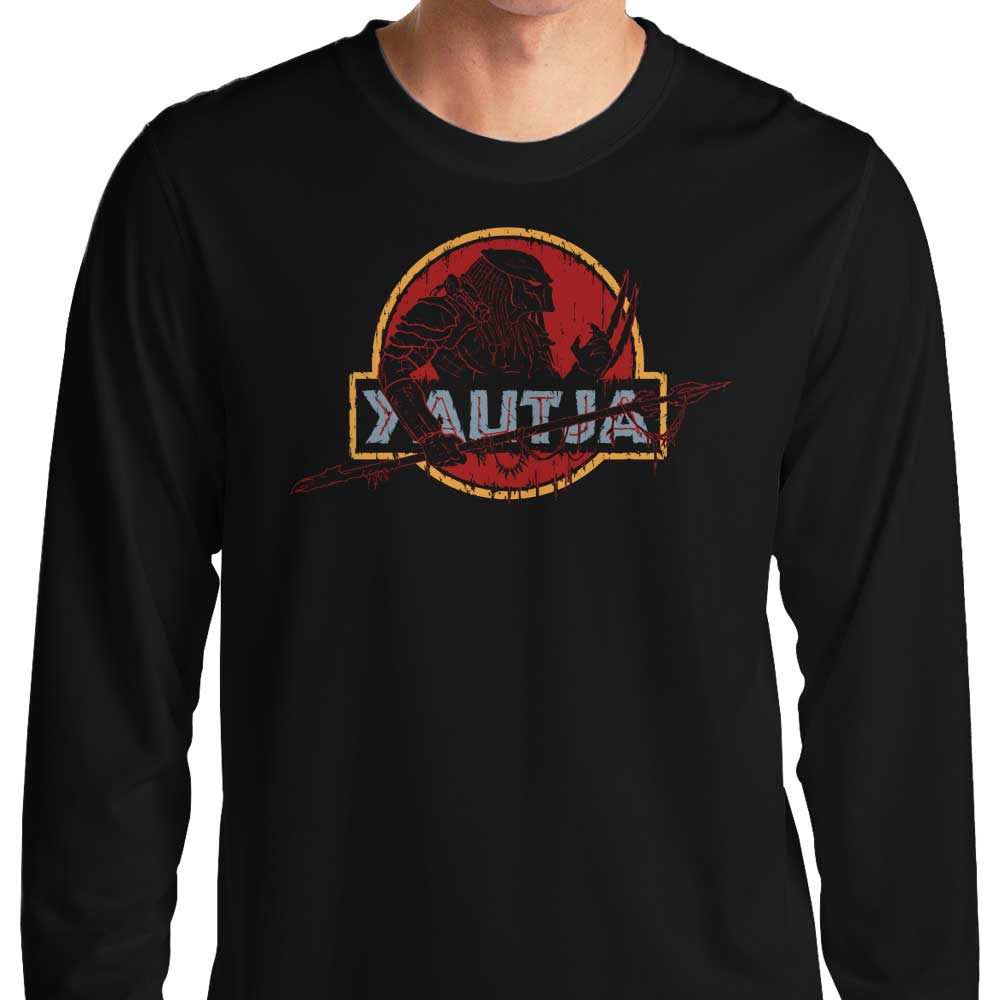 Yautja-themed Long Sleeve Crewneck T-Shirt by Crumblin' Cookie