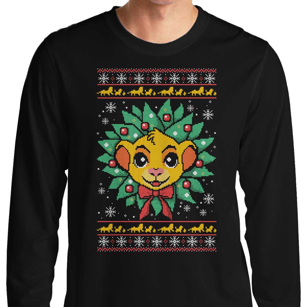 NemiMakeIt Lion Christmas-themed Long Sleeve Crewneck T-Shirt for Holiday Wear