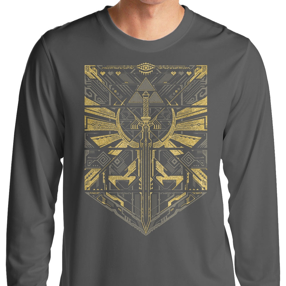 StudioM6's Stylish Gold Cyber Hero Long - Sleeve T - Shirt