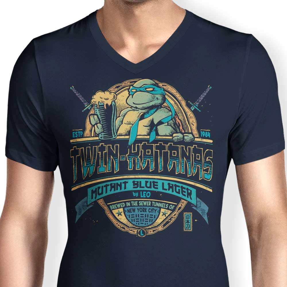Men's V-Neck Twin Katanas Graphic T-Shirts