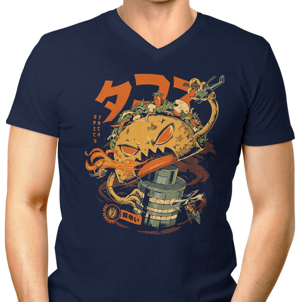 Men's Spicy Taco Kaiju Stylish V-Neck T-Shirt