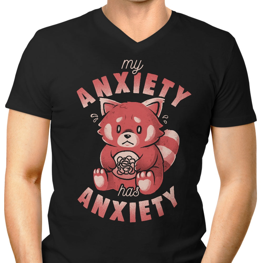 Men's Stylish V-Neck T-Shirt - 'My Anxiety has Anxiety'