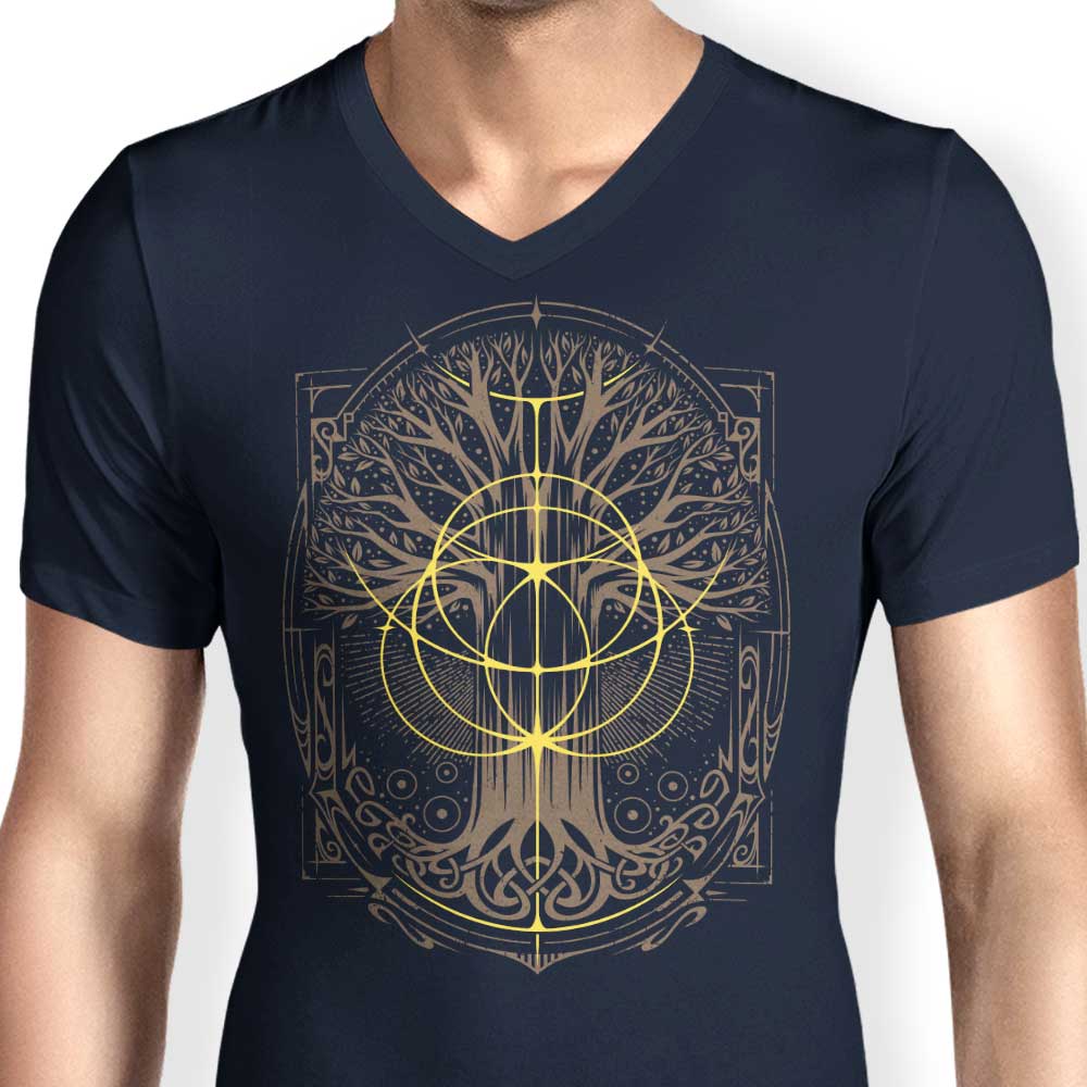 Stylish Golden Ring - Men's V-Neck Top