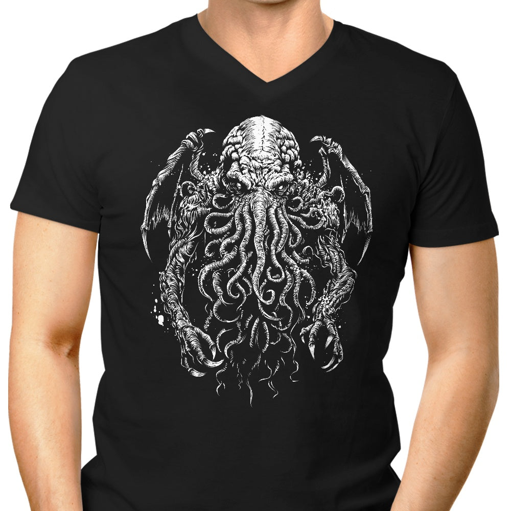 Men's V-Neck T-Shirt - Behind the Mysterious Shadows