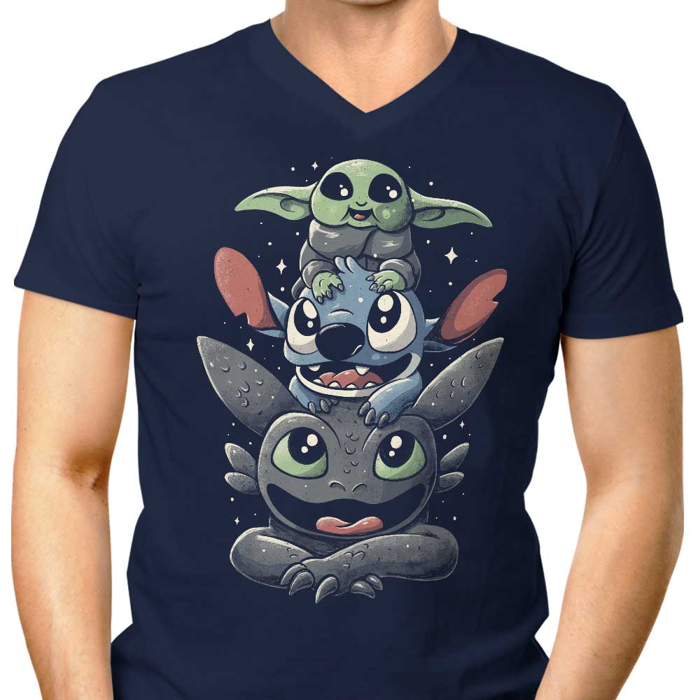 Men's Fashionable V-Neck Cuteness Tower T-Shirt